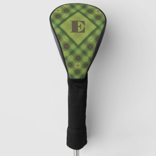 Green Plaid Christmas Custom Monogram Initial Golfheadcover (Voorkant)