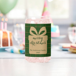 Green Plaid Christmas Festive Pattern - Blikvorm Glas