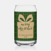 Green Plaid Christmas Festive Pattern -  Blikvorm Glas (Achterkant)