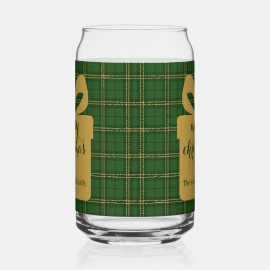 Green Plaid Christmas Festive Pattern -  Blikvorm Glas (Rechts)