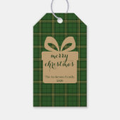 Green Plaid Christmas Festive Pattern -  Cadeaulabel (Voorkant)