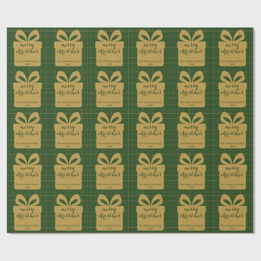Green Plaid Christmas Festive Pattern -  Cadeaupapier (Vlak)