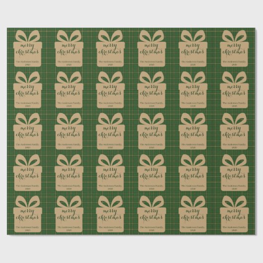 Green Plaid Christmas Festive Pattern - Cadeaupapier (Vlak)