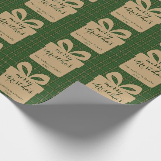 Green Plaid Christmas Festive Pattern -  Cadeaupapier (Hoek)