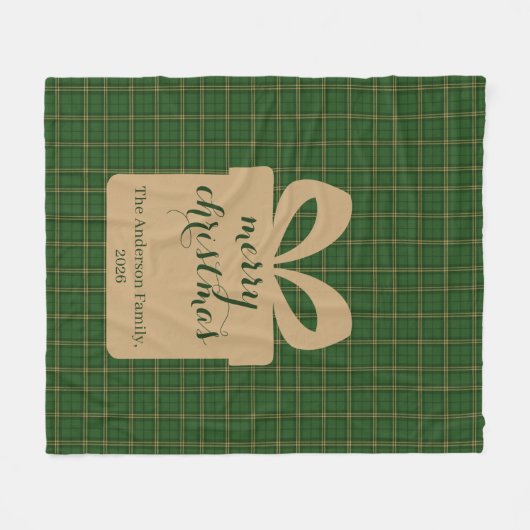 Green Plaid Christmas Festive Pattern -  Fleece Deken (Voorkant (Horizontaal))