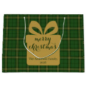 Green Plaid Christmas Festive Pattern -  Groot Cadeauzakje (Voorkant)