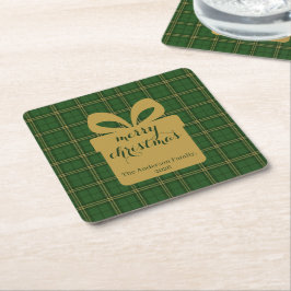 Green Plaid Christmas Festive Pattern - Kartonnen Onderzetters