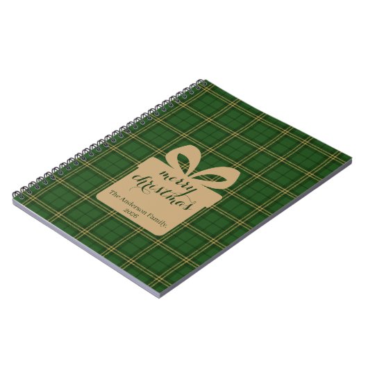 Green Plaid Christmas Festive Pattern - Notitieboek (Linkerzijde)