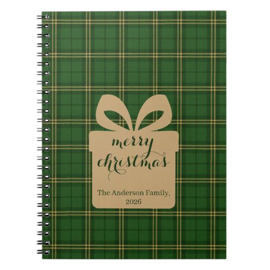 Green Plaid Christmas Festive Pattern - Notitieboek (Voorkant)