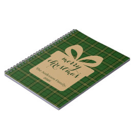 Green Plaid Christmas Festive Pattern - Notitieboek
