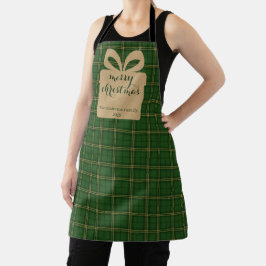 Green Plaid Christmas Festive Pattern - Schort