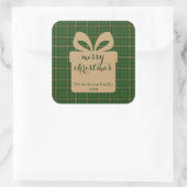 Green Plaid Christmas Festive Pattern -  Vierkante Sticker (Tas)