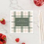 Green Plaid Christmas Paper Napkins Servet (Insitu)