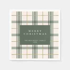 Green Plaid Christmas Paper Napkins Servet