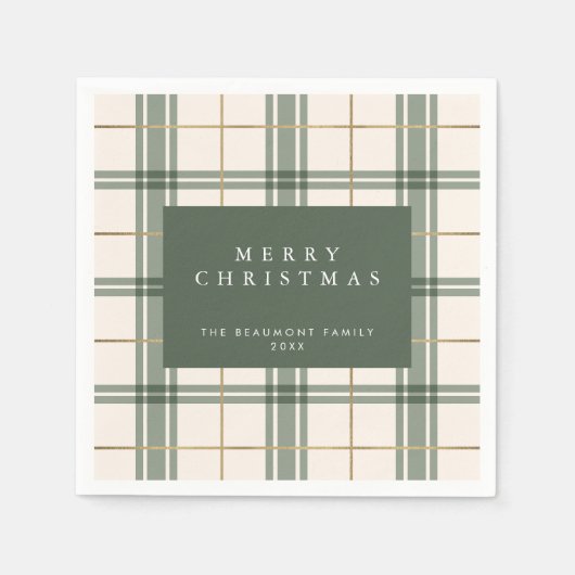 Green Plaid Christmas Paper Napkins Servet (Voorkant)