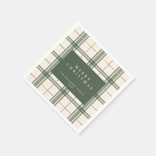 Green Plaid Christmas Paper Napkins Servet (Hoek)