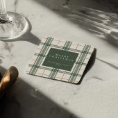 Green Plaid Christmas Square Paper Coaster Kartonnen Onderzetters