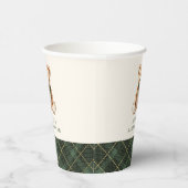 Green Plaid Classic Teddy Bear Baby Shower Papieren Bekers (Rechts)
