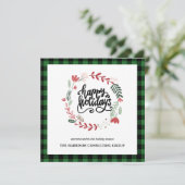 Green Plaid Corporate Logo QR Code Vakantie Kaart (Staand voorkant)