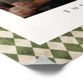 Green Plaid Custom Familie Foto Kerst Poster (Hoek)