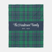 Green Plaid Custom Familienaam Fleece Deken (Voorkant)