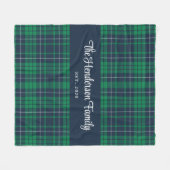 Green Plaid Custom Familienaam Fleece Deken (Voorkant (Horizontaal))