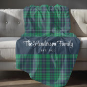 Green Plaid Custom Familienaam Fleece Deken