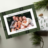Green Plaid Custom Horizontal Photo Christmas Feestdagenkaart