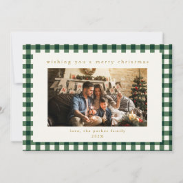 Green Plaid Custom Photo Christmas Holiday Kaart