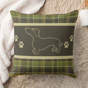 Green Plaid Dachshund-Sierkussen Kussen