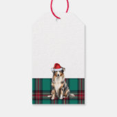 Green Plaid en Australische herder Kersthond Cadeaulabel (Achterkant)