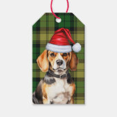 Green Plaid en Beagle Hondenliefhebber Kerst Cadeaulabel (Voorkant)