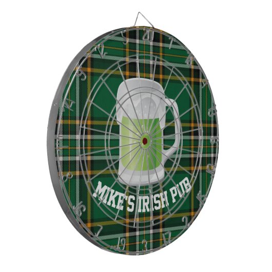 Green Plaid en Bier Custom Dart Board Dartbord (Voorkant Links)