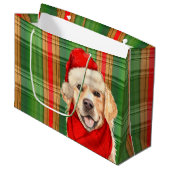 Green Plaid en Golden Retriever Hondenliefhebber V Groot Cadeauzakje (Voorkant Gekanteld)