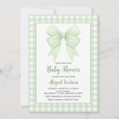 Green Plaid en Green Bow Baby shower Kaart (Voorkant)
