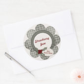 Green Plaid en Holly Ronde Sticker (Envelop)