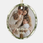  Green Plaid Familiefoto Kerst Keramisch Ornament (Links)