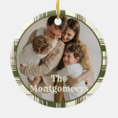  Green Plaid Familiefoto Kerst Keramisch Ornament (Achterkant)