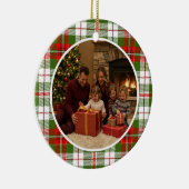 Green Plaid Family Christmas Keramisch Ornament (Rechts)
