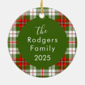 Green Plaid Family Christmas Keramisch Ornament (Achterkant)