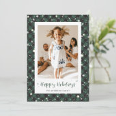 Green Plaid Foto Happy Holiday Kaart (Staand voorkant)