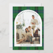 Green Plaid Foto Rustic Christmas Tartan Feestdagenkaart (Voorkant)