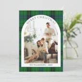 Green Plaid Foto Rustic Christmas Tartan Feestdagenkaart (Staand voorkant)
