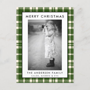 Green Plaid Foto Vrolijk Kerstfeest Kaart