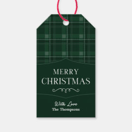 Green Plaid Gepersonaliseerde Merry Christmas Gift Cadeaulabel