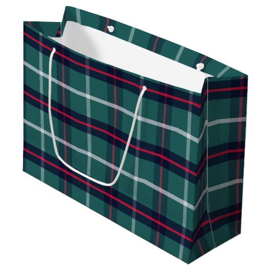 Green Plaid Gift Bag Groot Cadeauzakje (Voorkant Gekanteld)