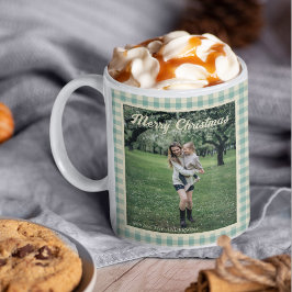  Green Plaid Gingham rustieke foto kerst Koffiemok