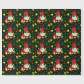 Green Plaid Gnome Santa Cadeaupapier (Vlak)