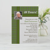 Green Plaid, Grijs en Bruin Uitnodiging van het Pe (Staand voorkant)