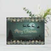 Green Plaid Holly Snowflake Santa Vrolijk Kerstfee Feestdagenkaart (Staand voorkant)